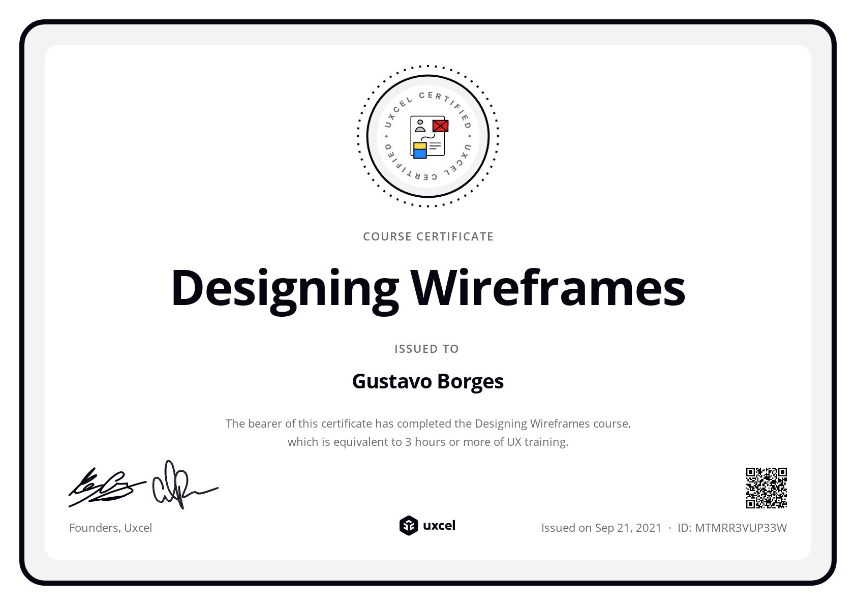 Gustavo Borges's certificate